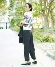 F6LDD11230 MICHEL KLEIN(小さいサイズ)(メゾン ドゥ サンク) [小さいサイズ][2WAYストレッチ]定番ワイドパンツ ライトグレー