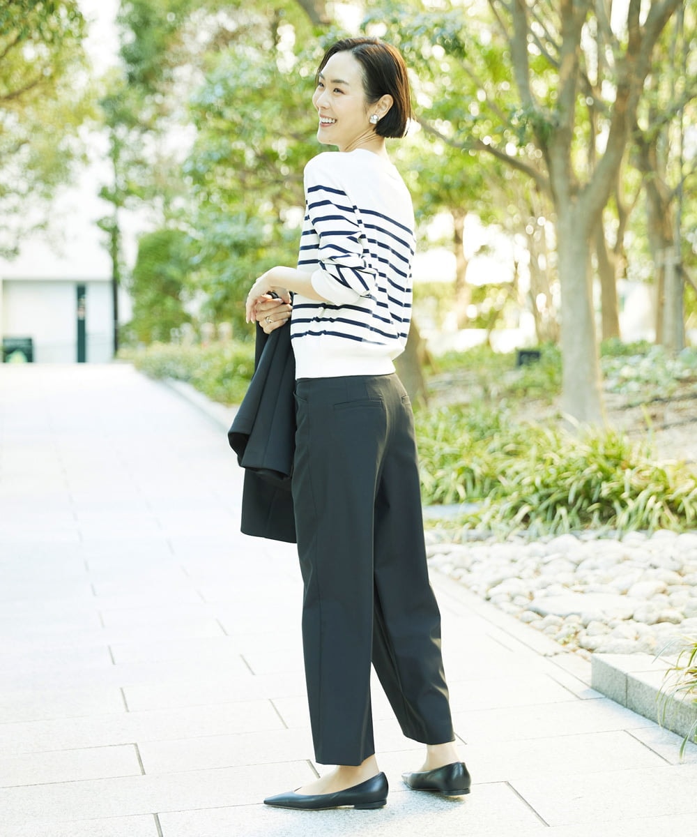 F6LDD11230 MICHEL KLEIN(小さいサイズ)(メゾン ドゥ サンク) [小さいサイズ][2WAYストレッチ]定番ワイドパンツ ライトグレー