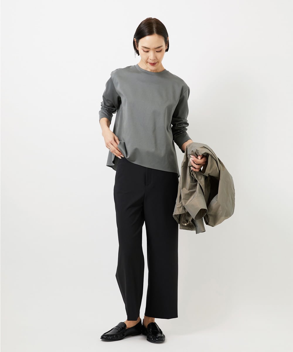 F6LDD11230 MICHEL KLEIN(小さいサイズ)(メゾン ドゥ サンク) [小さいサイズ][2WAYストレッチ]定番ワイドパンツ ライトグレー