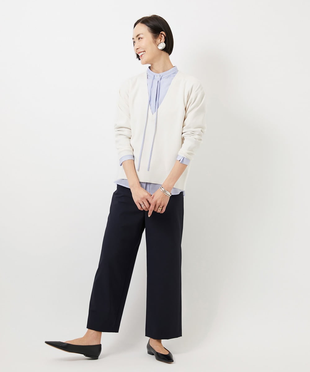 F6LDD11230 MICHEL KLEIN(小さいサイズ)(メゾン ドゥ サンク) [小さいサイズ][2WAYストレッチ]定番ワイドパンツ ライトグレー