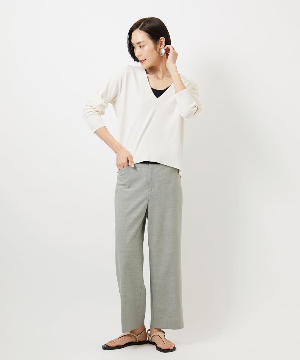 F6LDD11230 MICHEL KLEIN(小さいサイズ)(メゾン ドゥ サンク) [小さいサイズ][2WAYストレッチ]定番ワイドパンツ ライトグレー