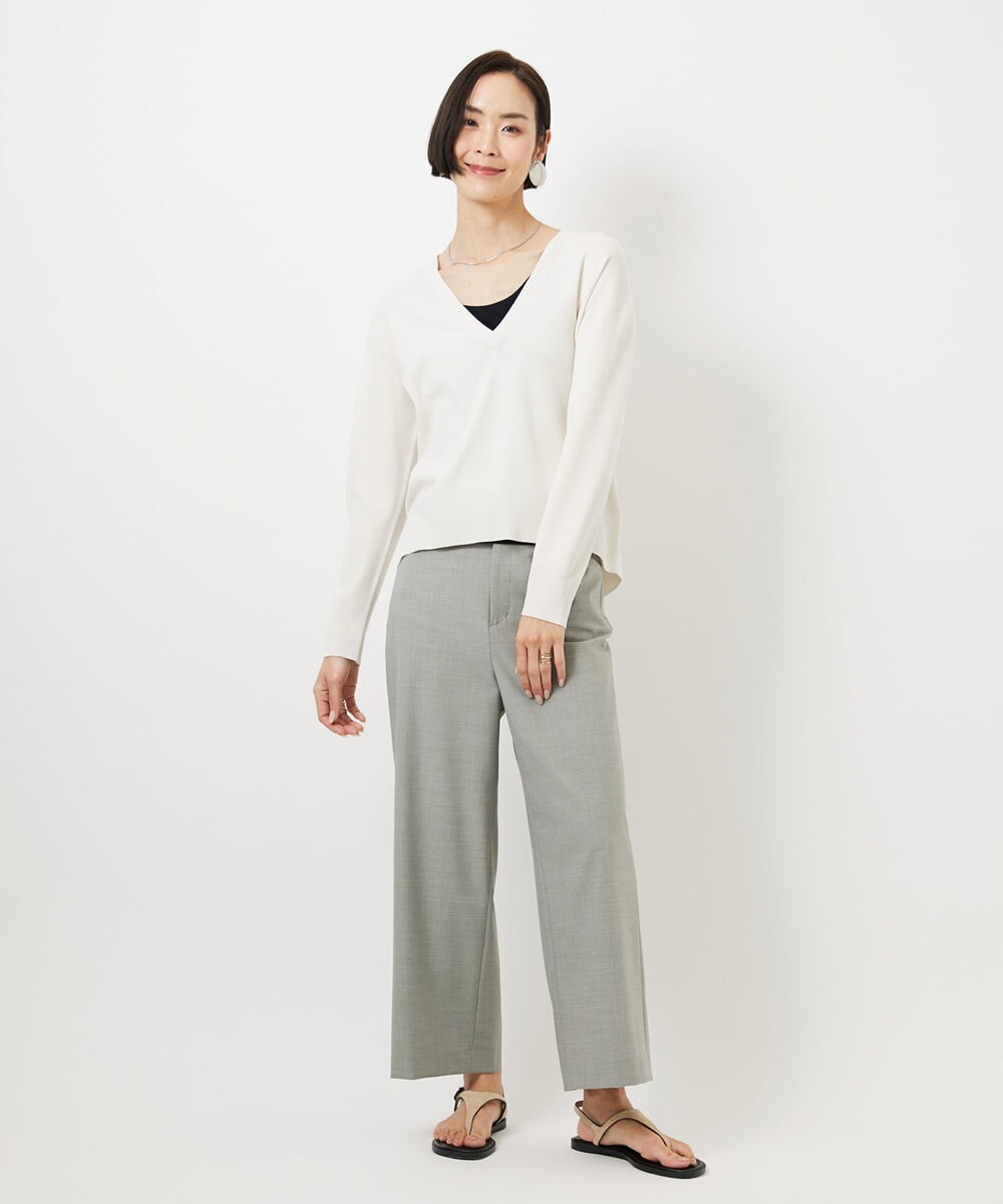 F6LDD11230 MICHEL KLEIN(小さいサイズ)(メゾン ドゥ サンク) [小さいサイズ][2WAYストレッチ]定番ワイドパンツ ライトグレー