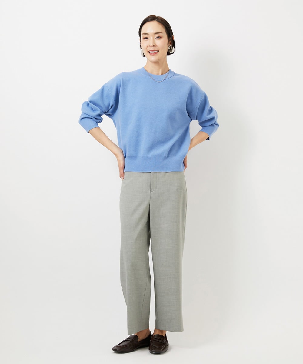 F6LDD11230 MICHEL KLEIN(小さいサイズ)(メゾン ドゥ サンク) [小さいサイズ][2WAYストレッチ]定番ワイドパンツ ライトグレー