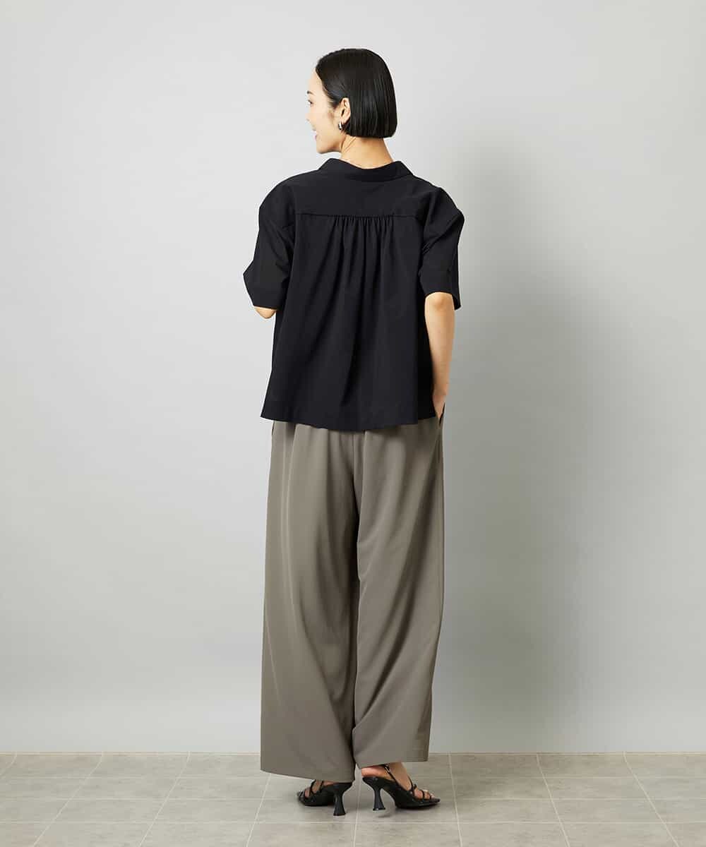 F6LHD02280 MICHEL KLEIN(小さいサイズ)(メゾン ドゥ サンク) [小さいサイズ][リラックスボトム]ドローストリング ワイドパンツ カーキ