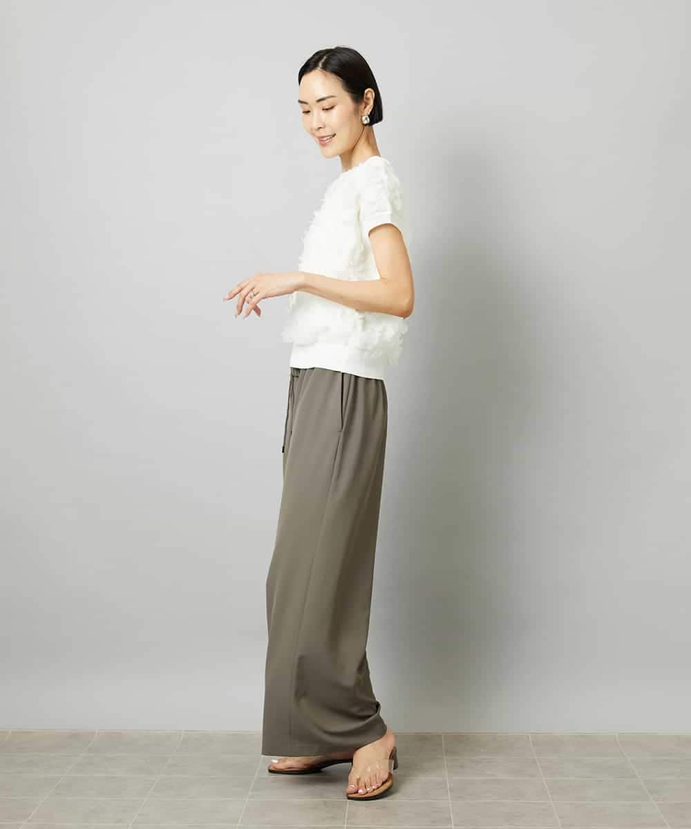 F6LHD02280 MICHEL KLEIN(小さいサイズ)(メゾン ドゥ サンク) [小さいサイズ][リラックスボトム]ドローストリング ワイドパンツ カーキ