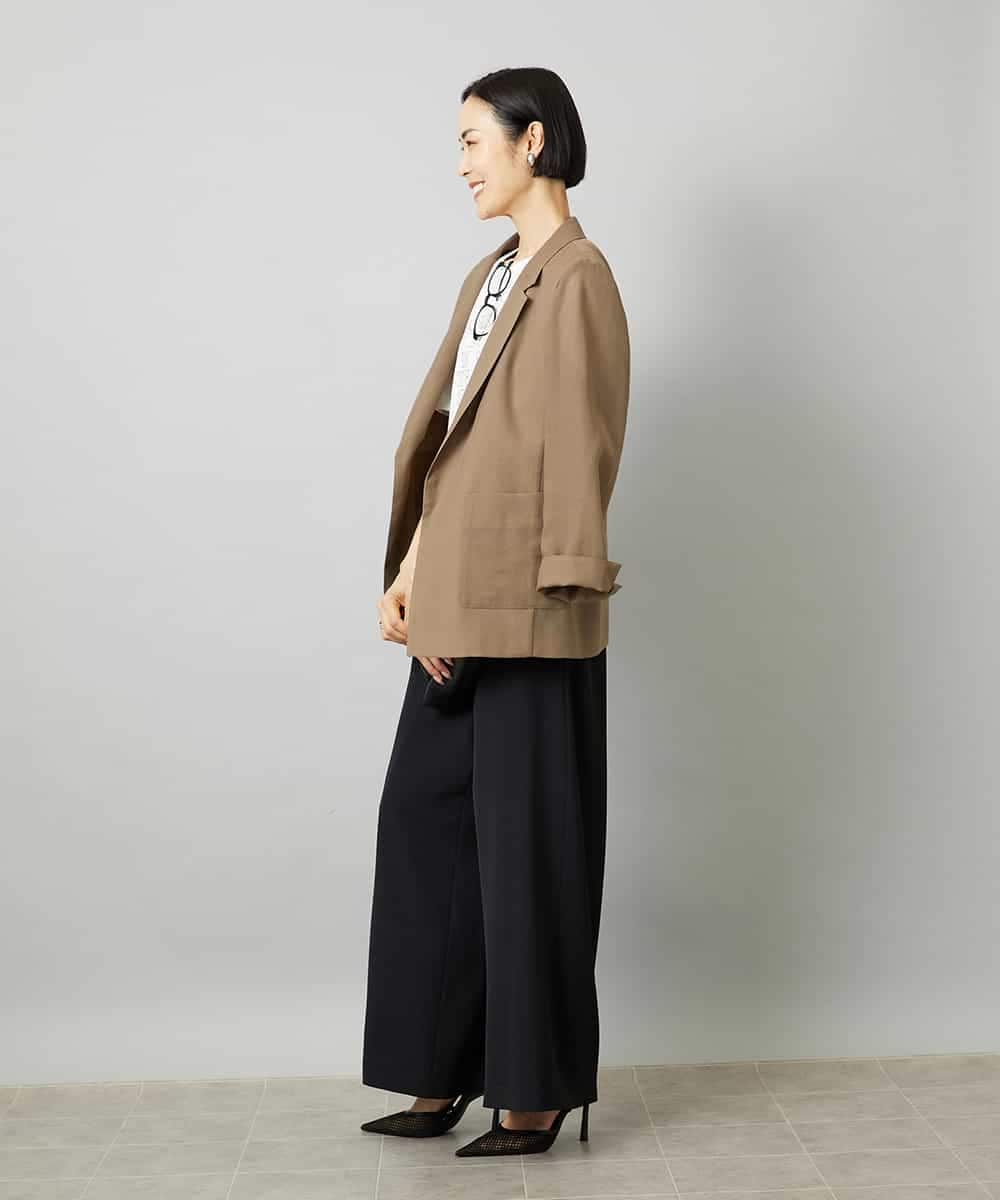 F6LHD02280 MICHEL KLEIN(小さいサイズ)(メゾン ドゥ サンク) [小さいサイズ][リラックスボトム]ドローストリング ワイドパンツ カーキ