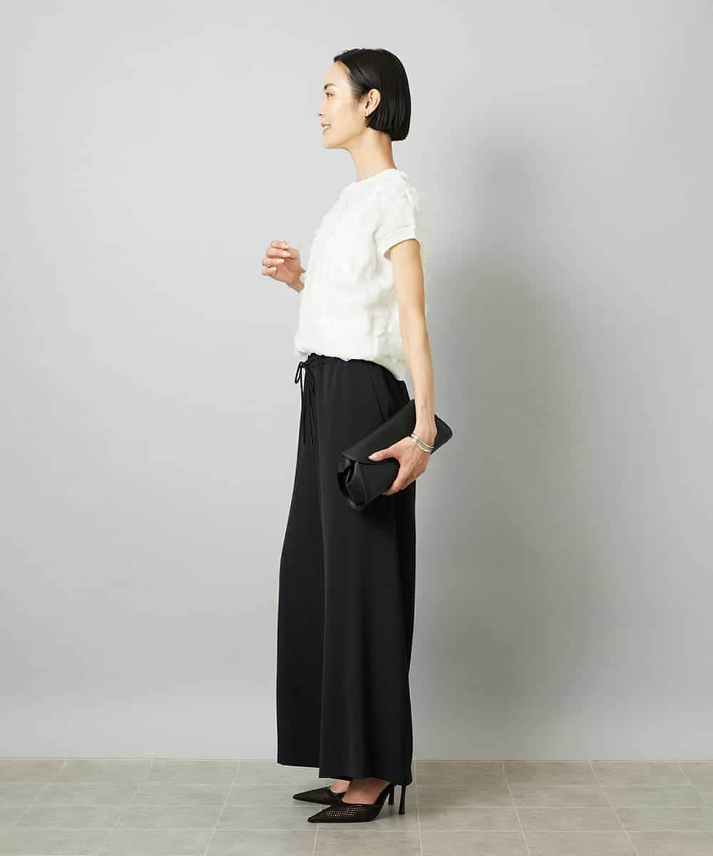 F6LHD02280 MICHEL KLEIN(小さいサイズ)(メゾン ドゥ サンク) [小さいサイズ][リラックスボトム]ドローストリング ワイドパンツ カーキ
