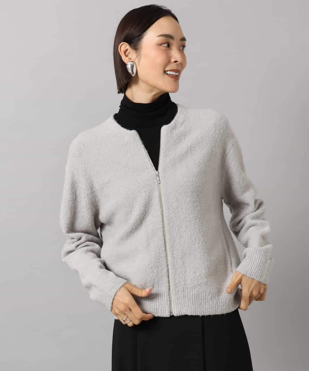 F6SAG42230 MICHEL KLEIN(小さいサイズ)(メゾン ドゥ サンク) 【小さいサイズ】ジップアップニットブルゾン ブラック