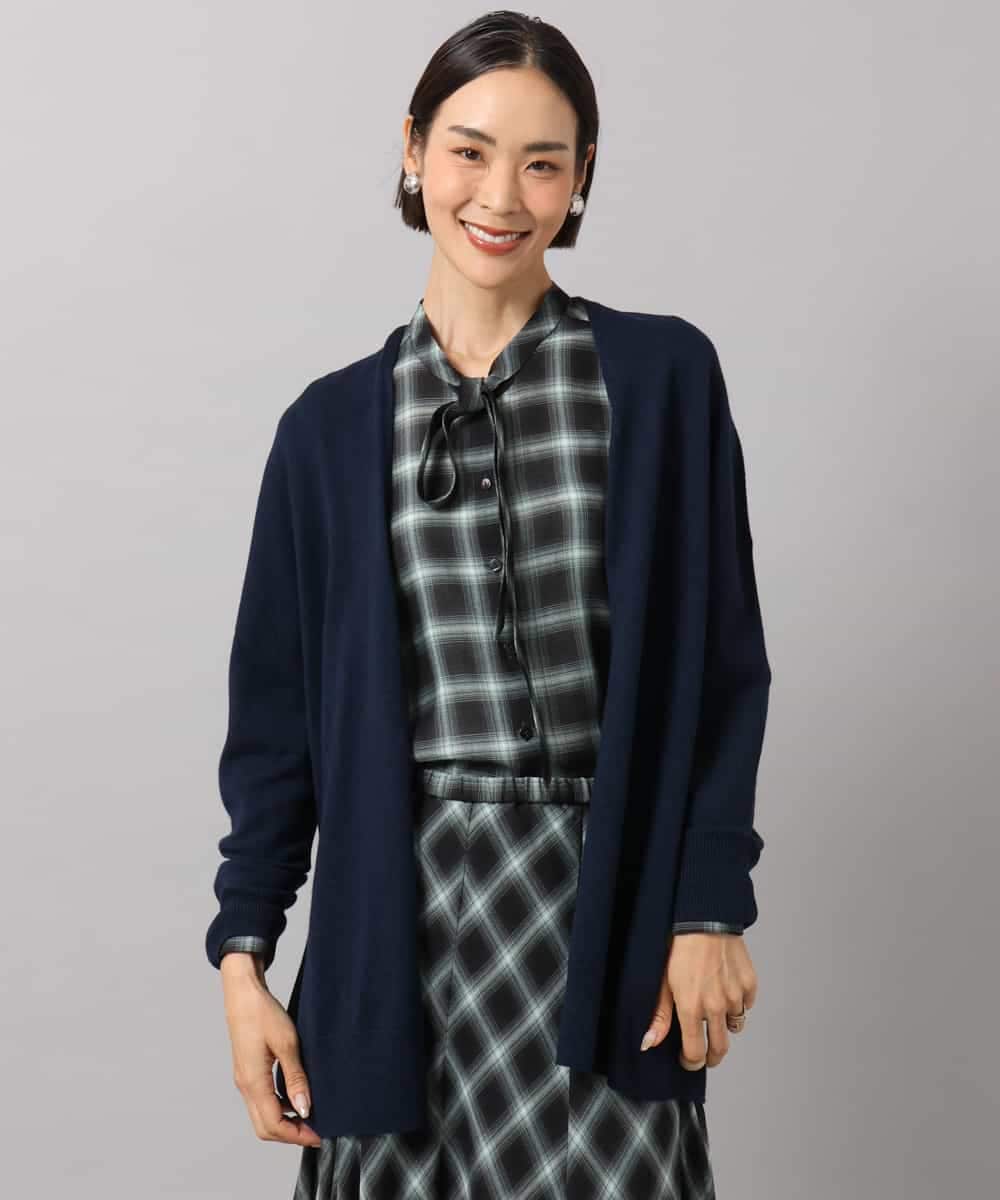 F6SAG43250 MICHEL KLEIN(小さいサイズ)(メゾン ドゥ サンク) 【小さいサイズ】カシミヤ混トッパーカーディガン ネイビー