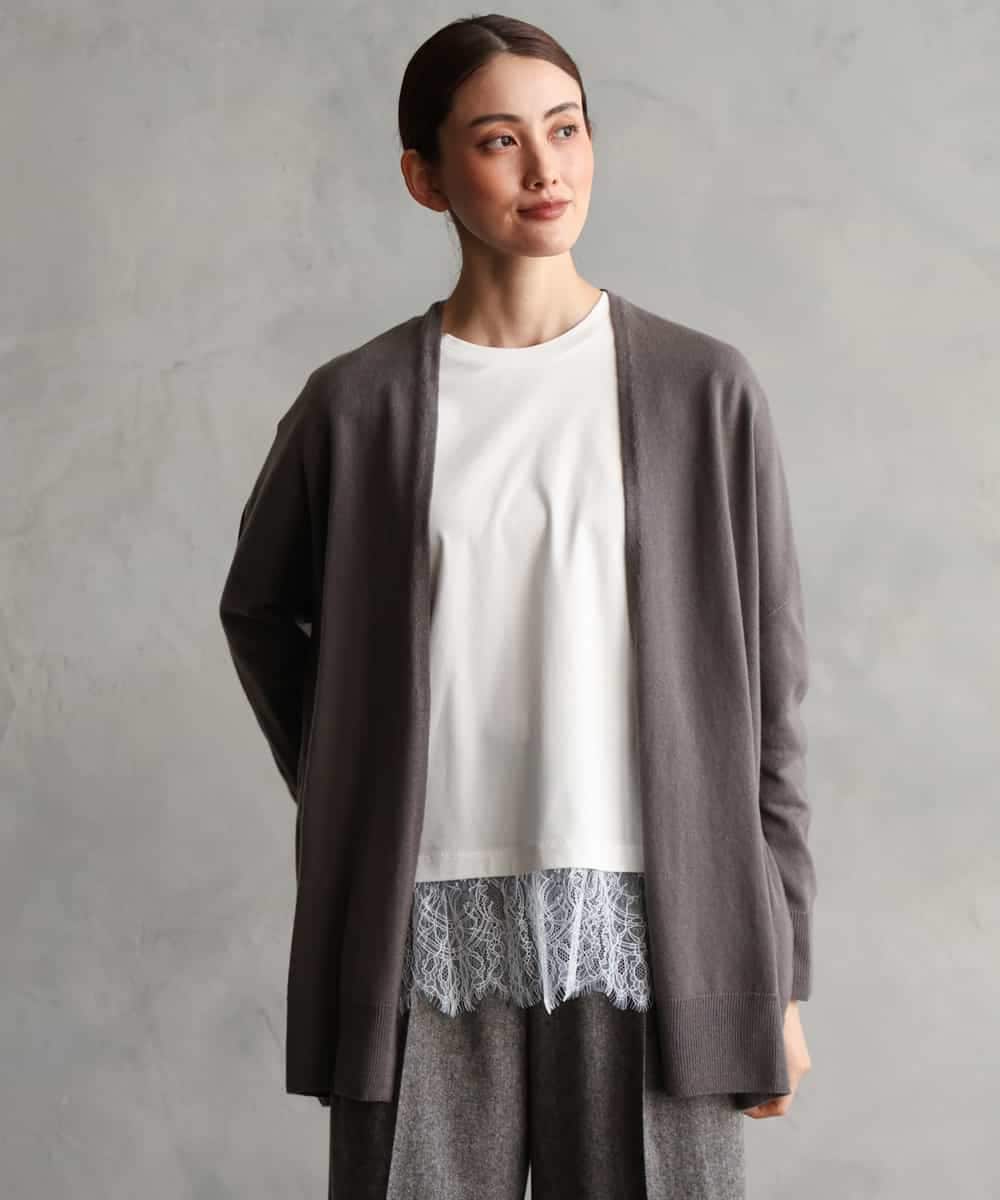 F6SAG43250 MICHEL KLEIN(小さいサイズ)(メゾン ドゥ サンク) 【小さいサイズ】カシミヤ混トッパーカーディガン ネイビー