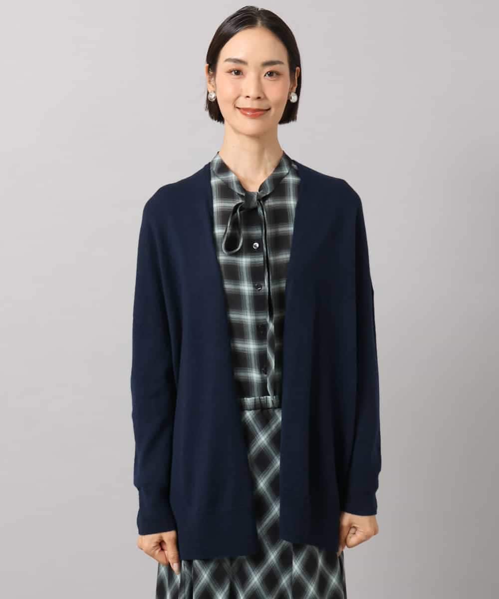 F6SAG43250 MICHEL KLEIN(小さいサイズ)(メゾン ドゥ サンク) 【小さいサイズ】カシミヤ混トッパーカーディガン ネイビー