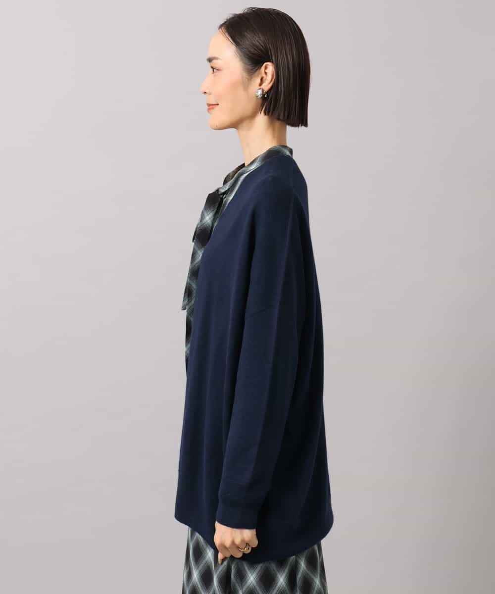 F6SAG43250 MICHEL KLEIN(小さいサイズ)(メゾン ドゥ サンク) 【小さいサイズ】カシミヤ混トッパーカーディガン ネイビー