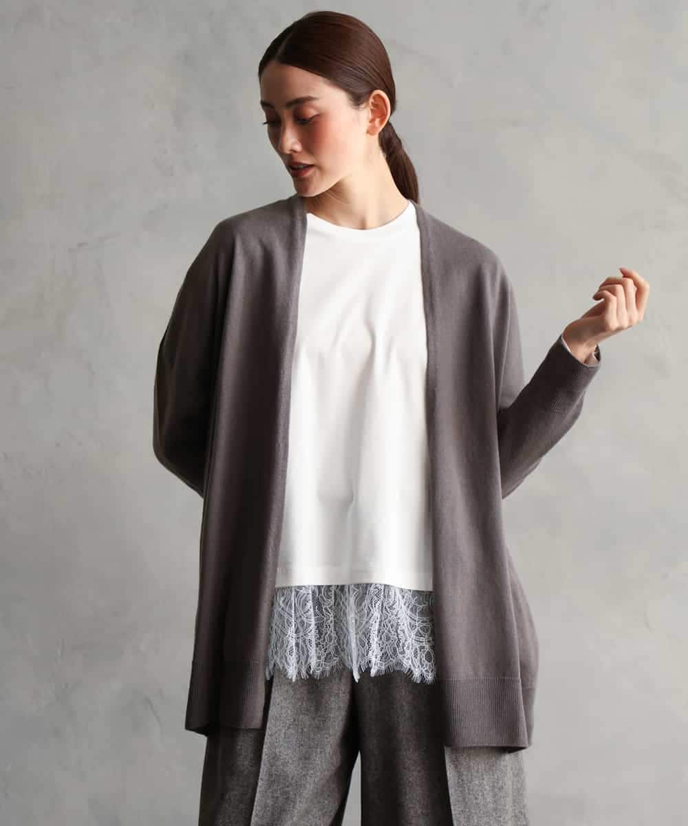 F6SAG43250 MICHEL KLEIN(小さいサイズ)(メゾン ドゥ サンク) 【小さいサイズ】カシミヤ混トッパーカーディガン ベージュ