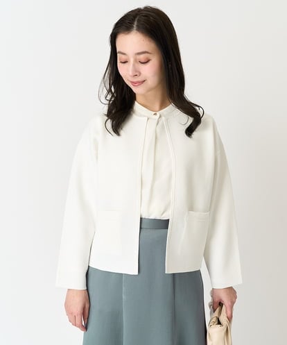 F6SDA10270 MICHEL KLEIN(小さいサイズ) [小さいサイズ]ノーカラーニットジャケット