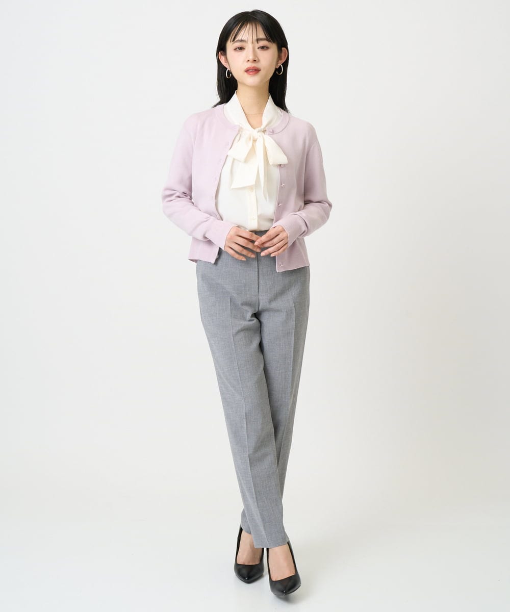 F6SDD01230 MICHEL KLEIN(小さいサイズ)(メゾン ドゥ サンク) [小さいサイズ][アンサンブル対応]コンパクトクルーネックカーディガン ラベンダー