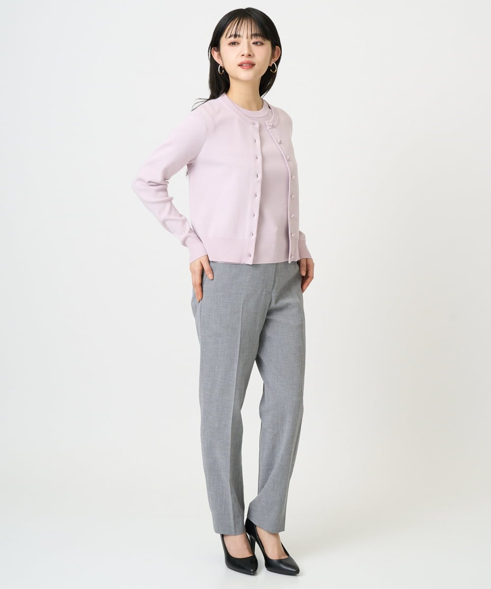 F6SDD01230 MICHEL KLEIN(小さいサイズ)(メゾン ドゥ サンク) [小さいサイズ][アンサンブル対応]コンパクトクルーネックカーディガン ラベンダー