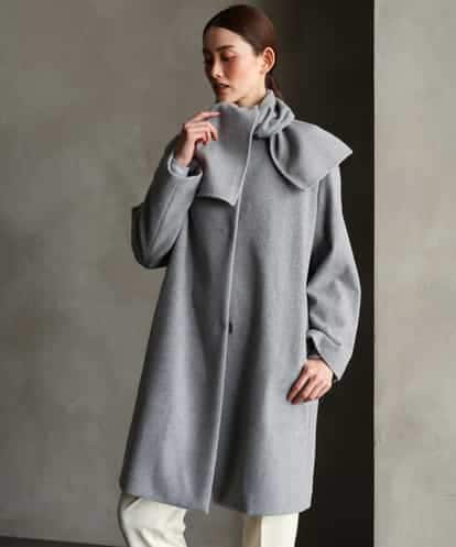 F6UBG53610 MICHEL KLEIN(小さいサイズ) [小さいサイズ][マフラー付き]ノーカラーコクーンコート
