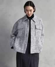 F6VAD51450 MICHEL KLEIN(小さいサイズ)(メゾン ドゥ サンク) [小さいサイズ]ファンシーツイードCPOジャケット グレー
