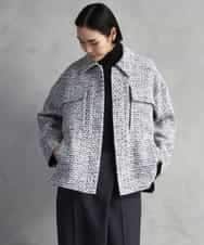 F6VAD51450 MICHEL KLEIN(小さいサイズ)(メゾン ドゥ サンク) [小さいサイズ]ファンシーツイードCPOジャケット グレー