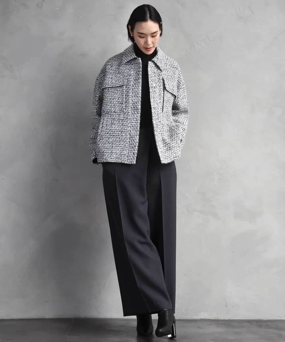 F6VAD51450 MICHEL KLEIN(小さいサイズ)(メゾン ドゥ サンク) [小さいサイズ]ファンシーツイードCPOジャケット グレー
