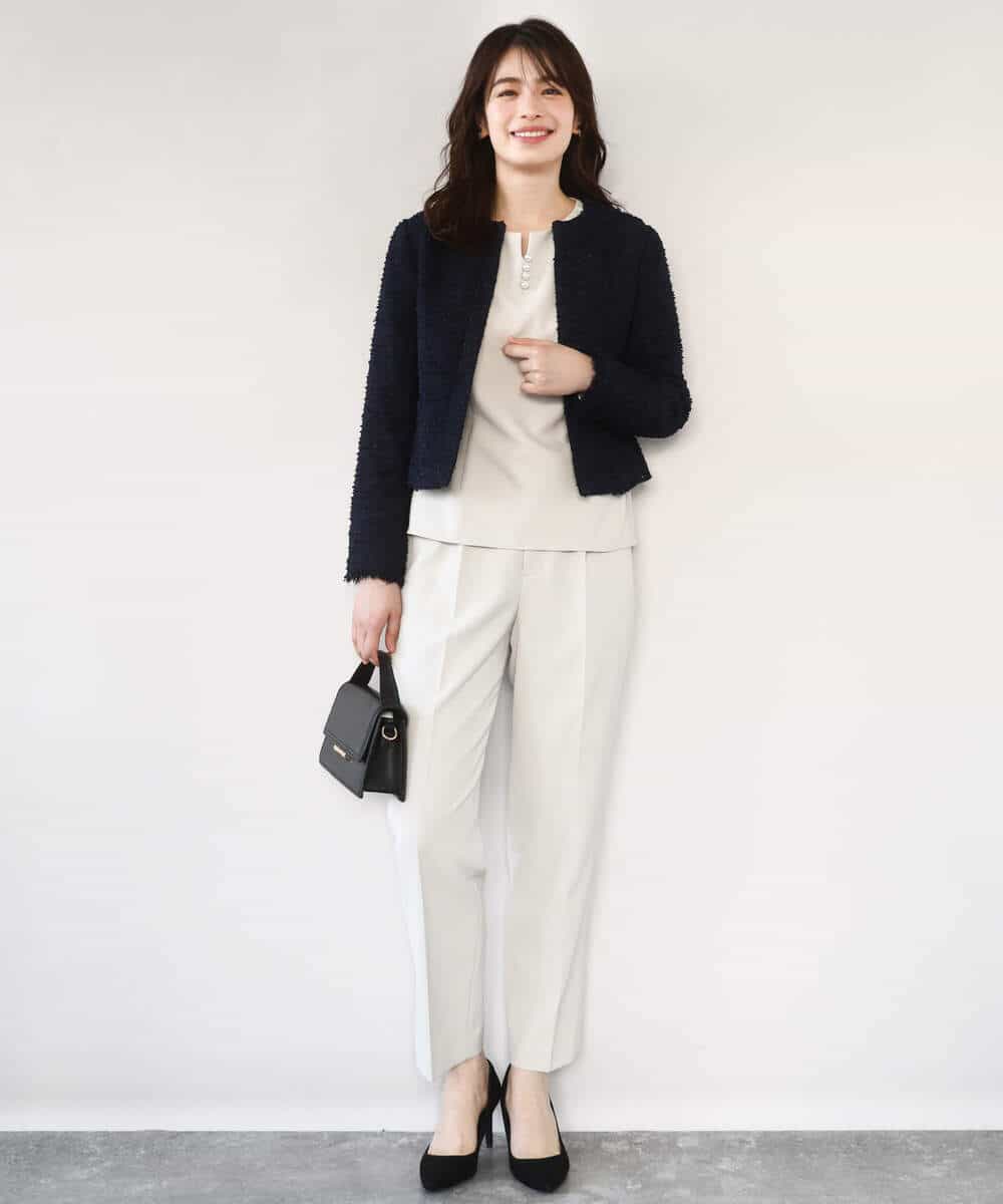 FIBFD03080 OFUON le MK(オフオン　ル　エムケー) ダブルクロス ペプラムブラウス/洗える/WEB限定サイズあり ベージュ