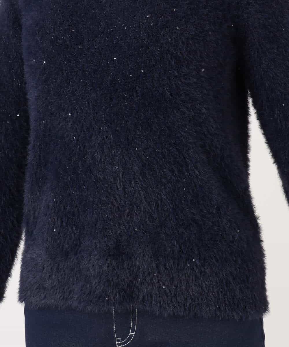 FIFDD08070 OFUON le MK(オフオン　ル　エムケー) ミニスパンコールシャギーニット/洗える/WEB限定サイズあり ネイビー