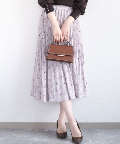 FIHFD06090 OFUON le MK ラインフラワープリーツスカート/洗える/WEB限定サイズあり