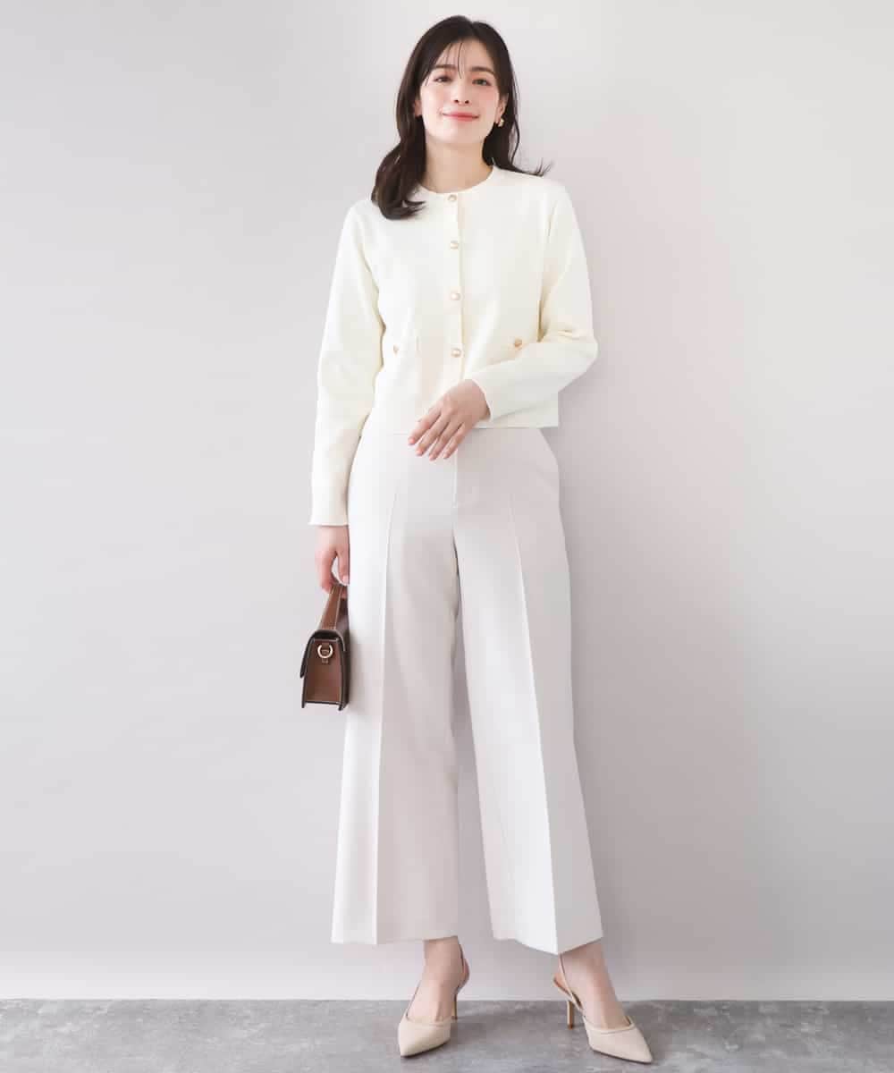FISFD07090 OFUON le MK(オフオン　ル　エムケー) ジャケットライクニットカーディガン/洗える/WEB限定 アイボリー