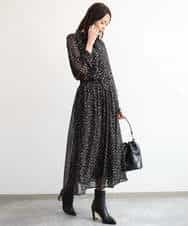 FKBAG47140 MK MICHEL KLEIN(MK ミッシェルクラン) [洗える]ニュアンスレオパード柄ボウタイシフォンブラウス ベージュ