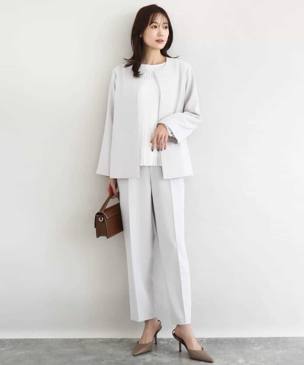 FKBFD12150 MK MICHEL KLEIN(MK ミッシェルクラン) [洗える]プリーツデザインブラウス ライトグリーン