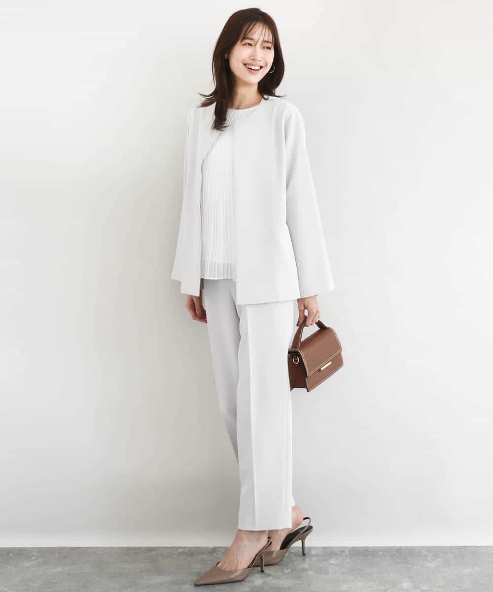 FKBFD12150 MK MICHEL KLEIN(MK ミッシェルクラン) [洗える]プリーツデザインブラウス ライトグリーン