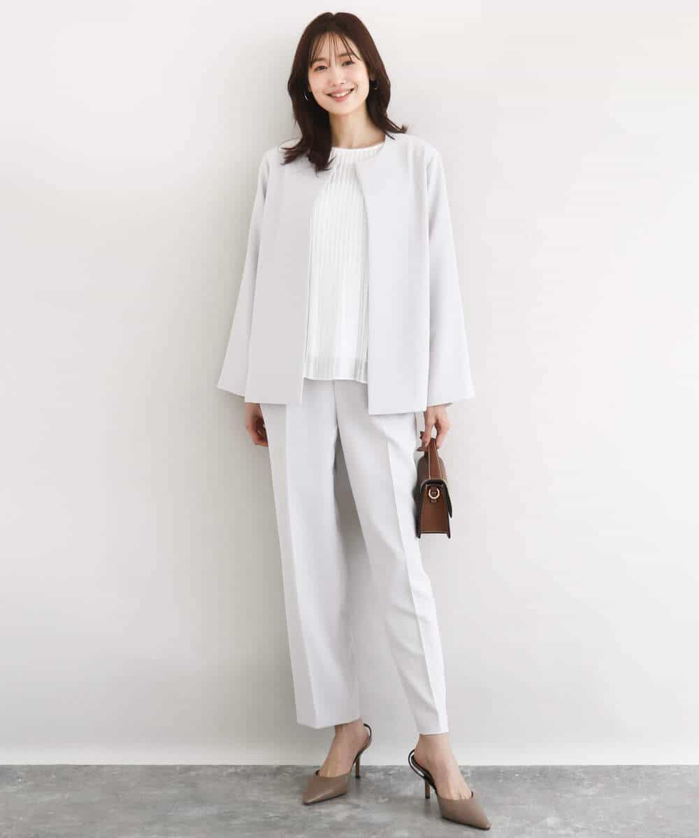 FKBFD12150 MK MICHEL KLEIN(MK ミッシェルクラン) [洗える]プリーツデザインブラウス ライトグリーン