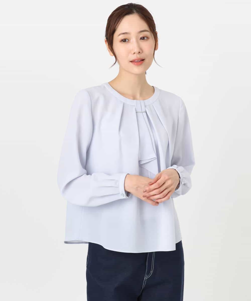 FKBFD66140 MK MICHEL KLEIN(MK ミッシェルクラン) [洗える]マルチwayボウタイブラウス ライトブルー