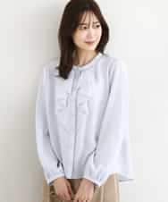 FKBFD68150 MK MICHEL KLEIN(MK ミッシェルクラン) [洗える]ラッフルフリルブラウス ライトブルー