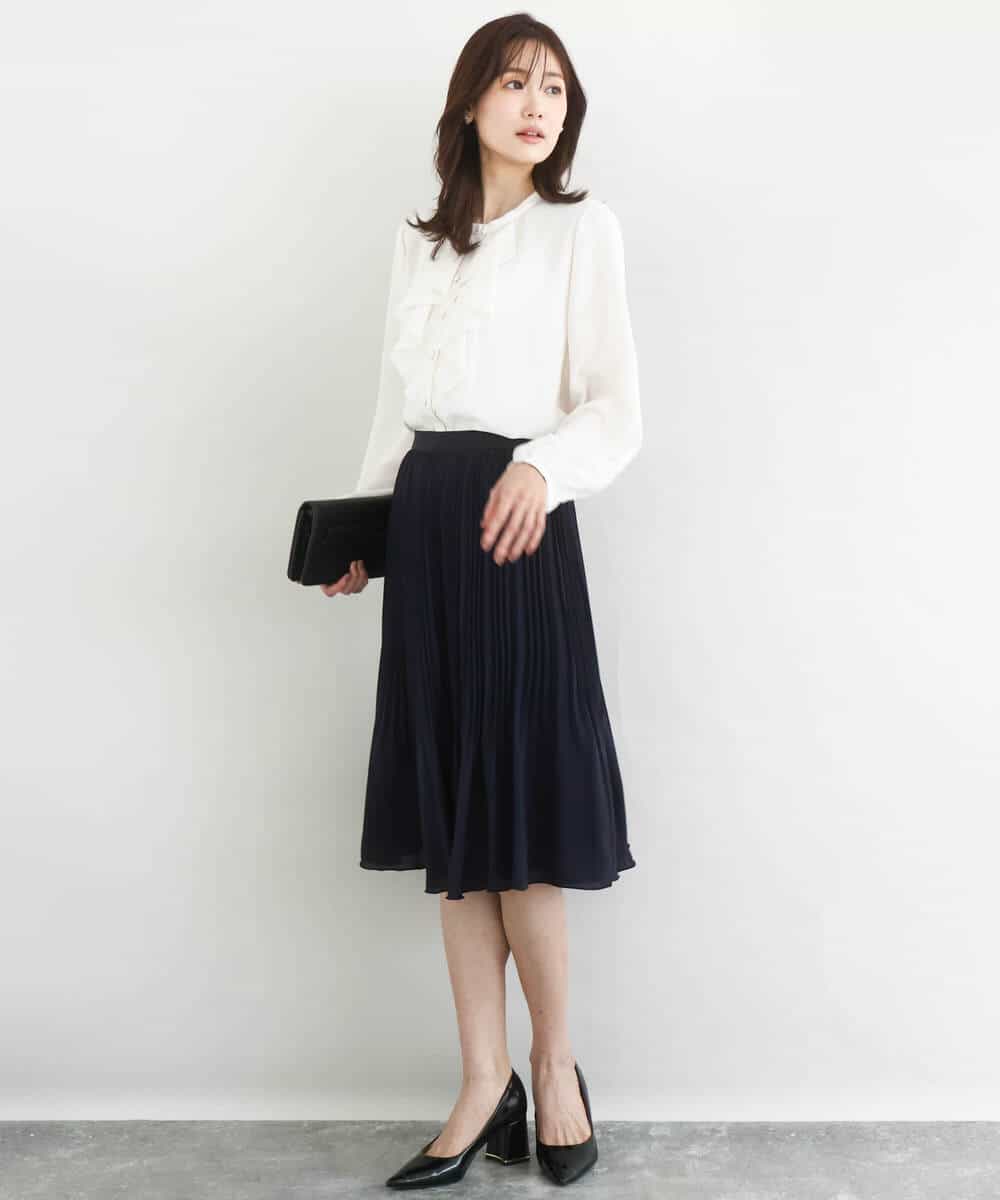 FKBFD68150 MK MICHEL KLEIN(MK ミッシェルクラン) [洗える]ラッフルフリルブラウス ライトブルー