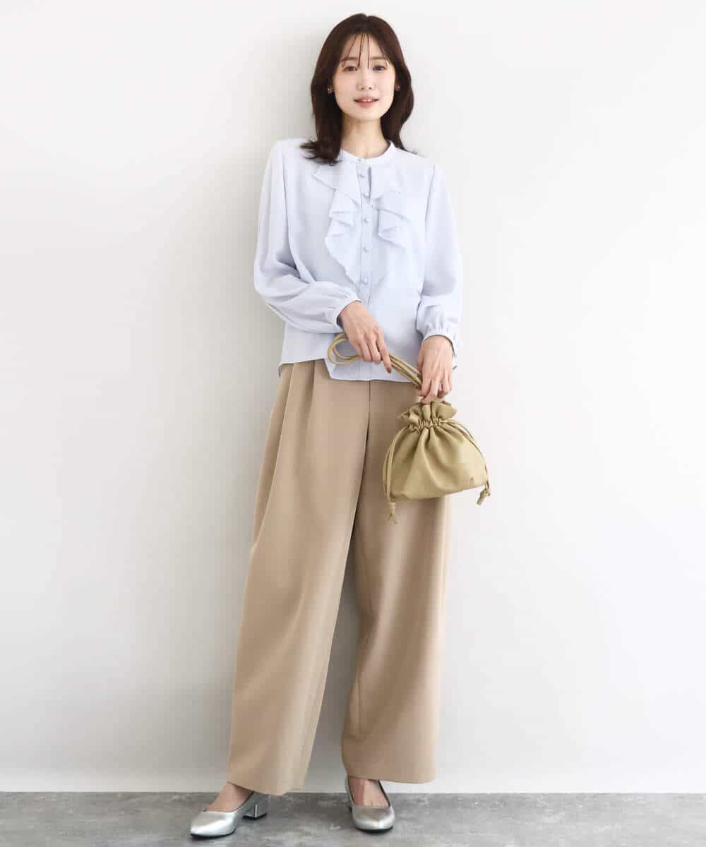 FKBFD68150 MK MICHEL KLEIN(MK ミッシェルクラン) [洗える]ラッフルフリルブラウス ライトブルー