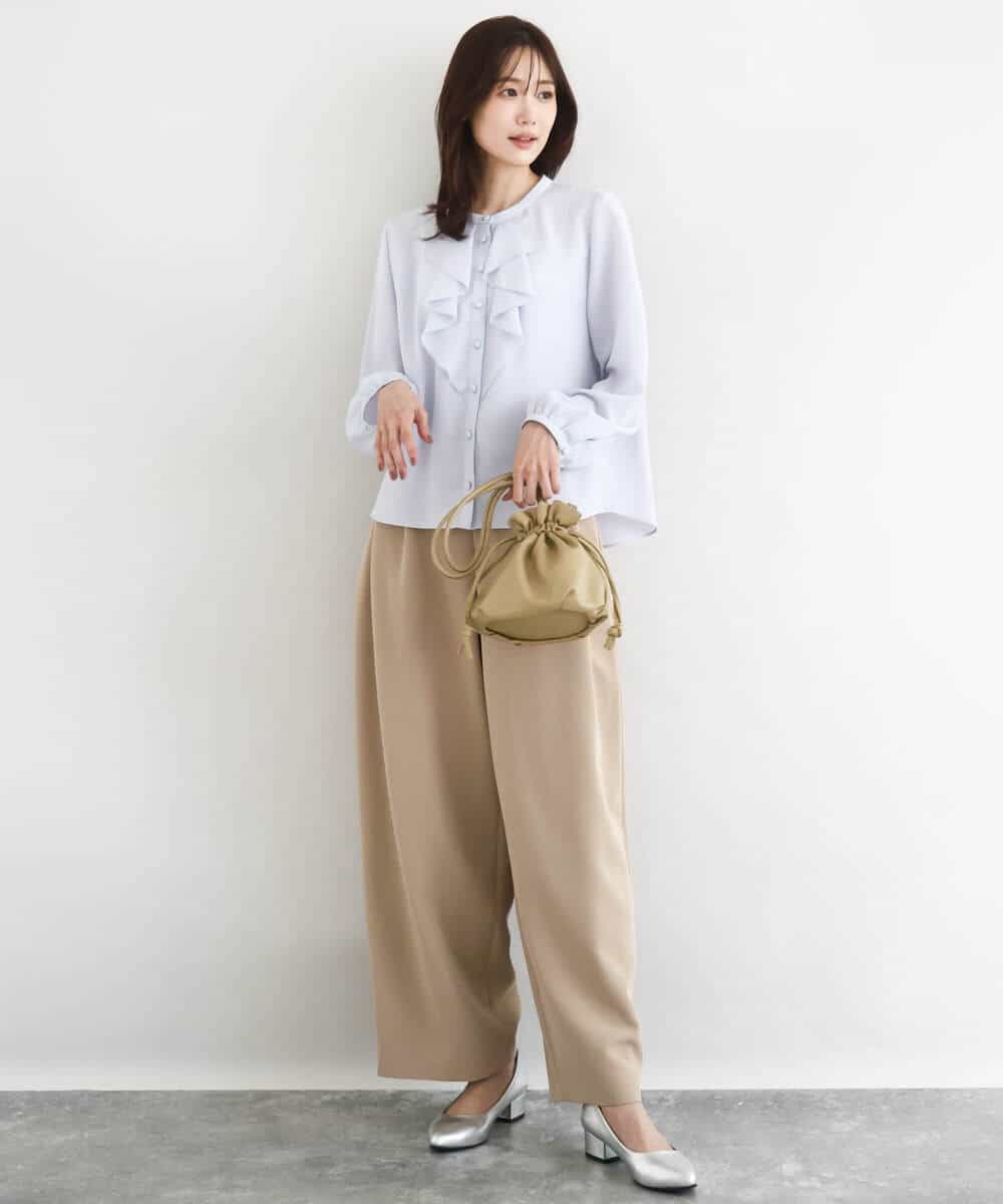 FKBFD68150 MK MICHEL KLEIN(MK ミッシェルクラン) [洗える]ラッフルフリルブラウス ライトブルー