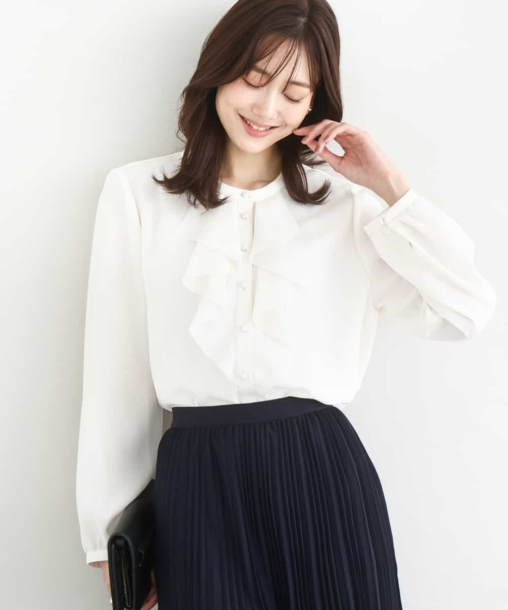 FKBFD68150 MK MICHEL KLEIN(MK ミッシェルクラン) [洗える]ラッフルフリルブラウス アイボリー