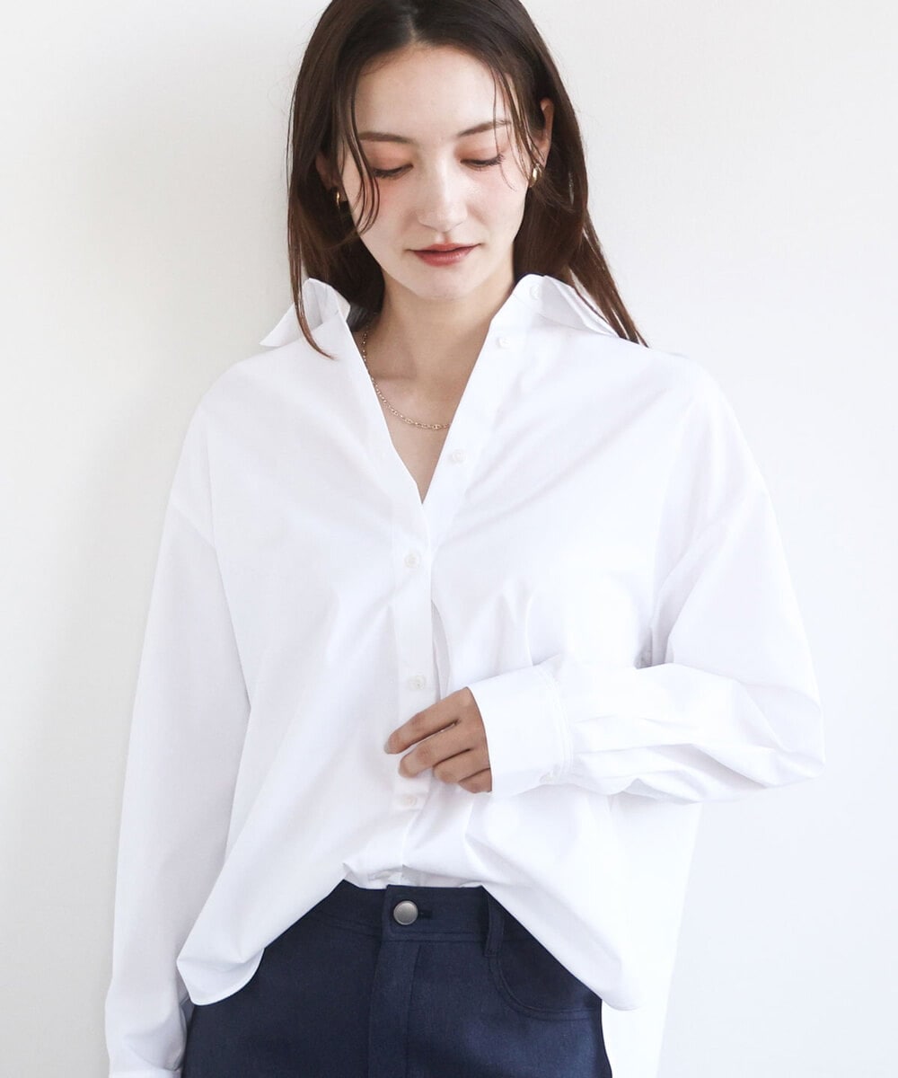 FKBGD27140 MK MICHEL KLEIN(MK ミッシェルクラン) [接触冷感/防シワ/洗える]コットン混ベーシックシャツ（無地） ピンク