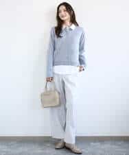 FKBGD27140 MK MICHEL KLEIN(MK ミッシェルクラン) [接触冷感/防シワ/洗える]コットン混ベーシックシャツ（無地） ピンク
