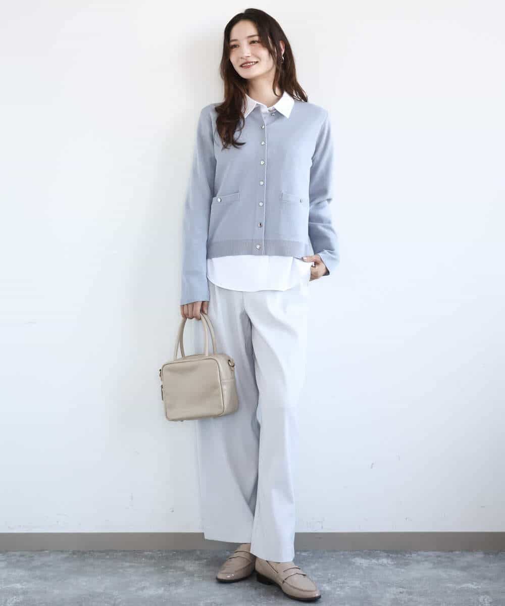 FKBGD27140 MK MICHEL KLEIN(MK ミッシェルクラン) [接触冷感/防シワ/洗える]コットン混ベーシックシャツ（無地） ピンク