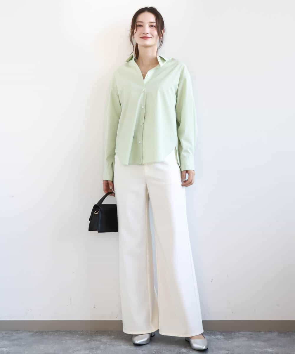 FKBGD27140 MK MICHEL KLEIN(MK ミッシェルクラン) [接触冷感/防シワ/洗える]コットン混ベーシックシャツ（無地） ピンク