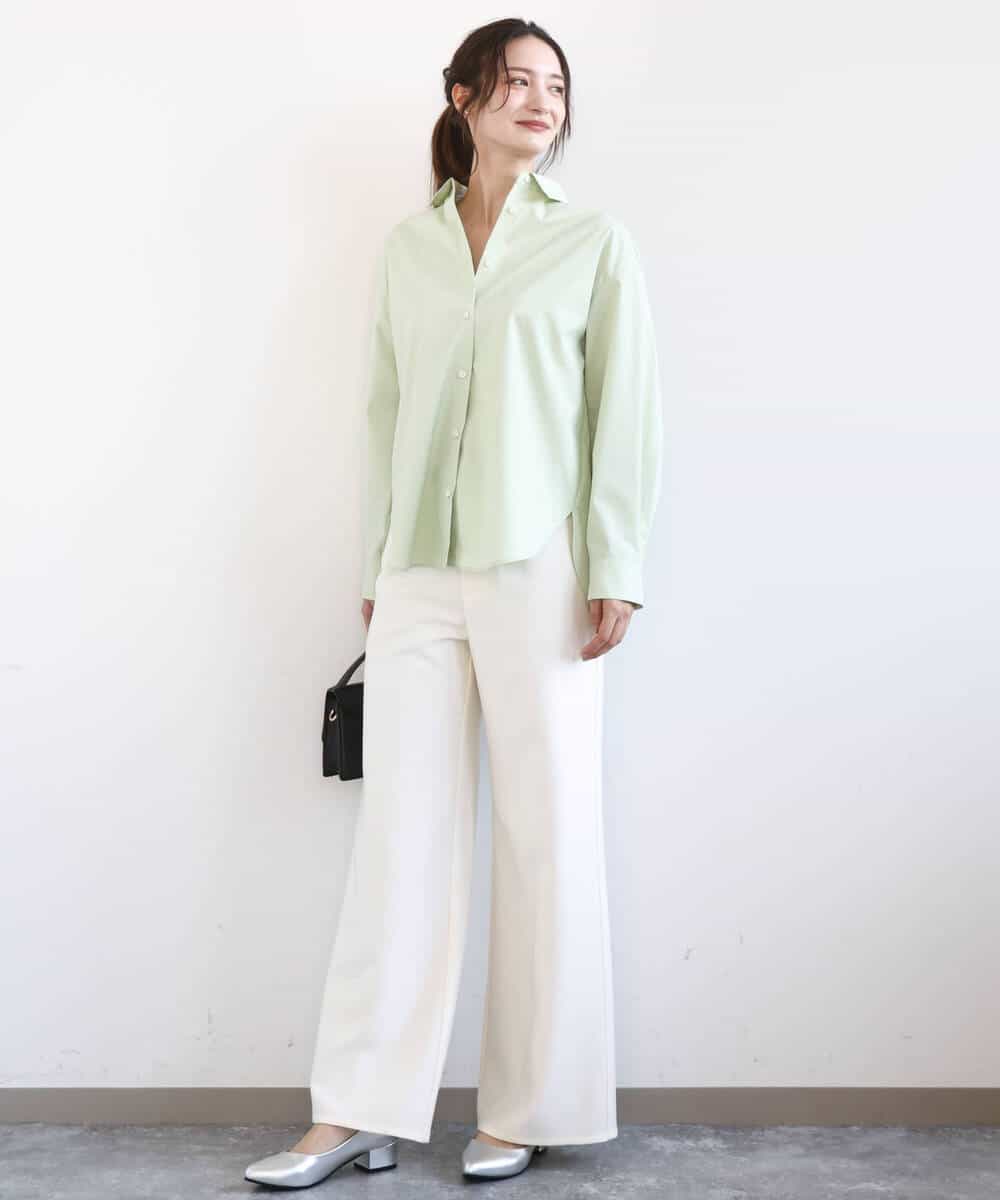 FKBGD27140 MK MICHEL KLEIN(MK ミッシェルクラン) [接触冷感/防シワ/洗える]コットン混ベーシックシャツ（無地） ピンク