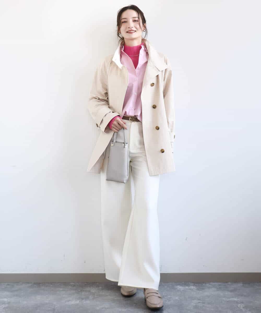 FKBGD27140 MK MICHEL KLEIN(MK ミッシェルクラン) [接触冷感/防シワ/洗える]コットン混ベーシックシャツ（無地） ピンク