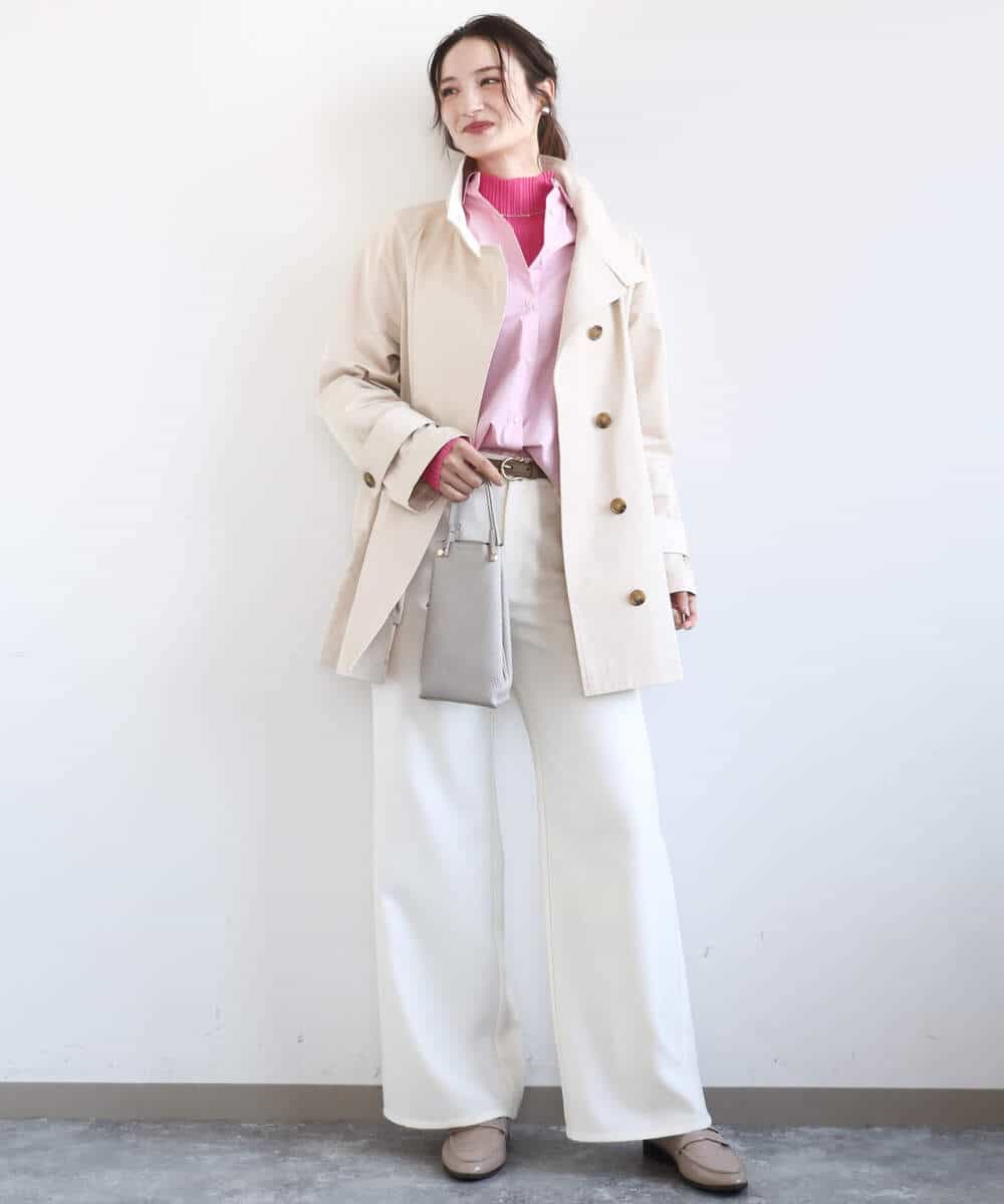 FKBGD27140 MK MICHEL KLEIN(MK ミッシェルクラン) [接触冷感/防シワ/洗える]コットン混ベーシックシャツ（無地） ピンク