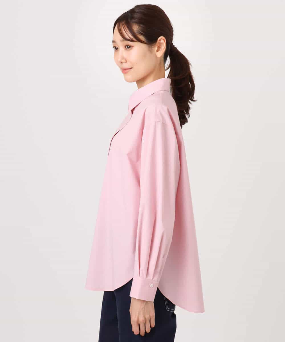 FKBGD27140 MK MICHEL KLEIN(MK ミッシェルクラン) [接触冷感/防シワ/洗える]コットン混ベーシックシャツ（無地） ピンク