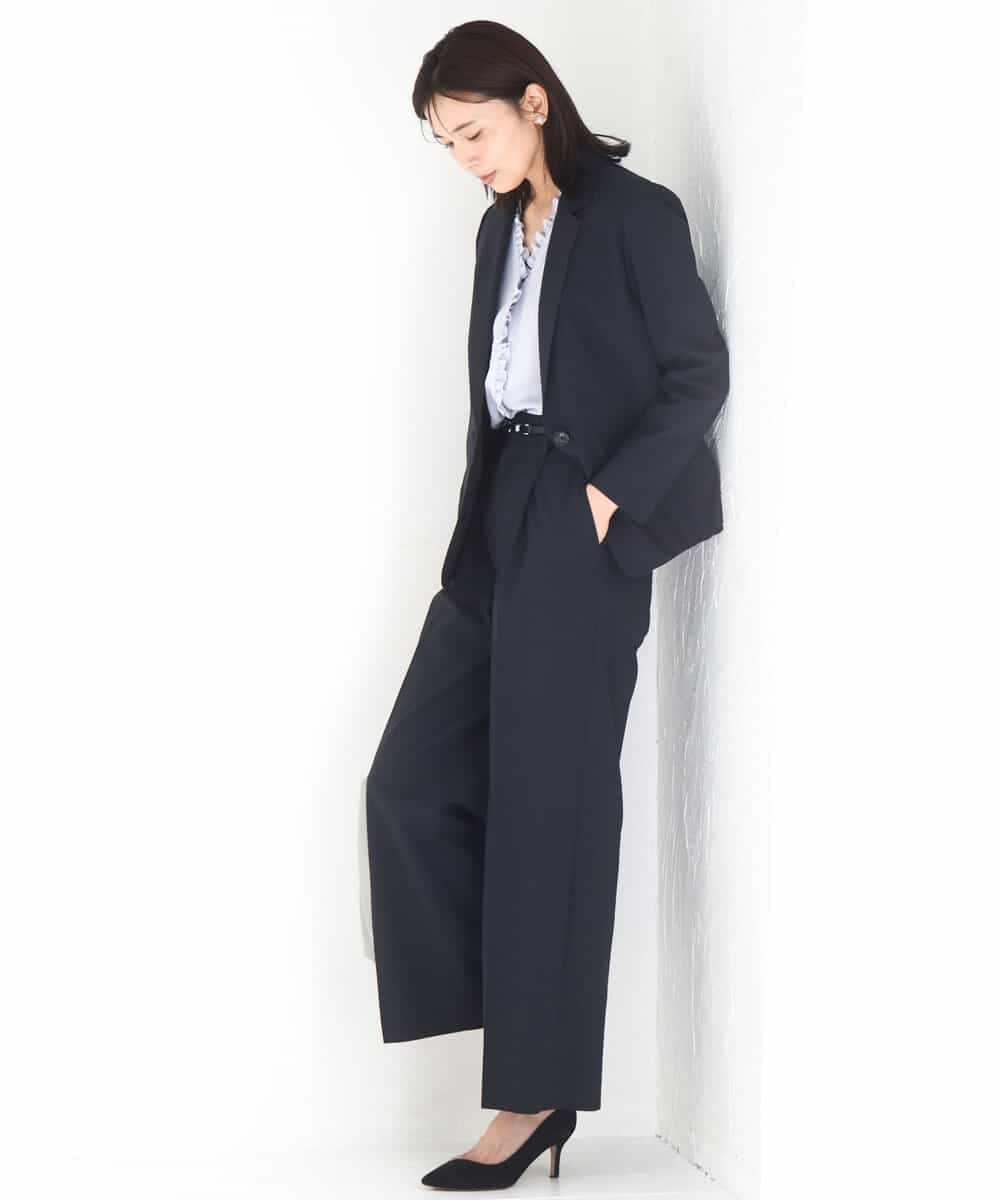 FKBGD32150 MK MICHEL KLEIN(MK ミッシェルクラン) [洗える]Vネックミニフリルブラウス ライトブルー