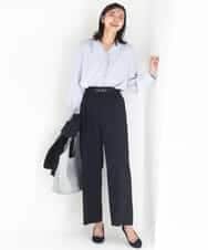 FKBGD32150 MK MICHEL KLEIN(MK ミッシェルクラン) [洗える]Vネックミニフリルブラウス ライトブルー