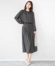 FKBGD35140 MK MICHEL KLEIN(MK ミッシェルクラン) [瞬美シリーズ/UVカット/接触冷感/洗える]バンドカラーサテンブラウス ベージュ