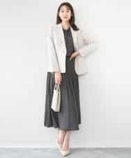 FKBGD35140 MK MICHEL KLEIN(MK ミッシェルクラン) [瞬美シリーズ/UVカット/接触冷感/洗える]バンドカラーサテンブラウス ベージュ